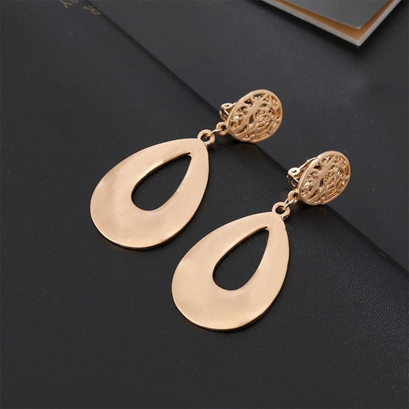 OCCFAE Store Metal Clip On Earrings for Women Non Pierced Dangle Drop Earrings Multiple Styles - Image 4